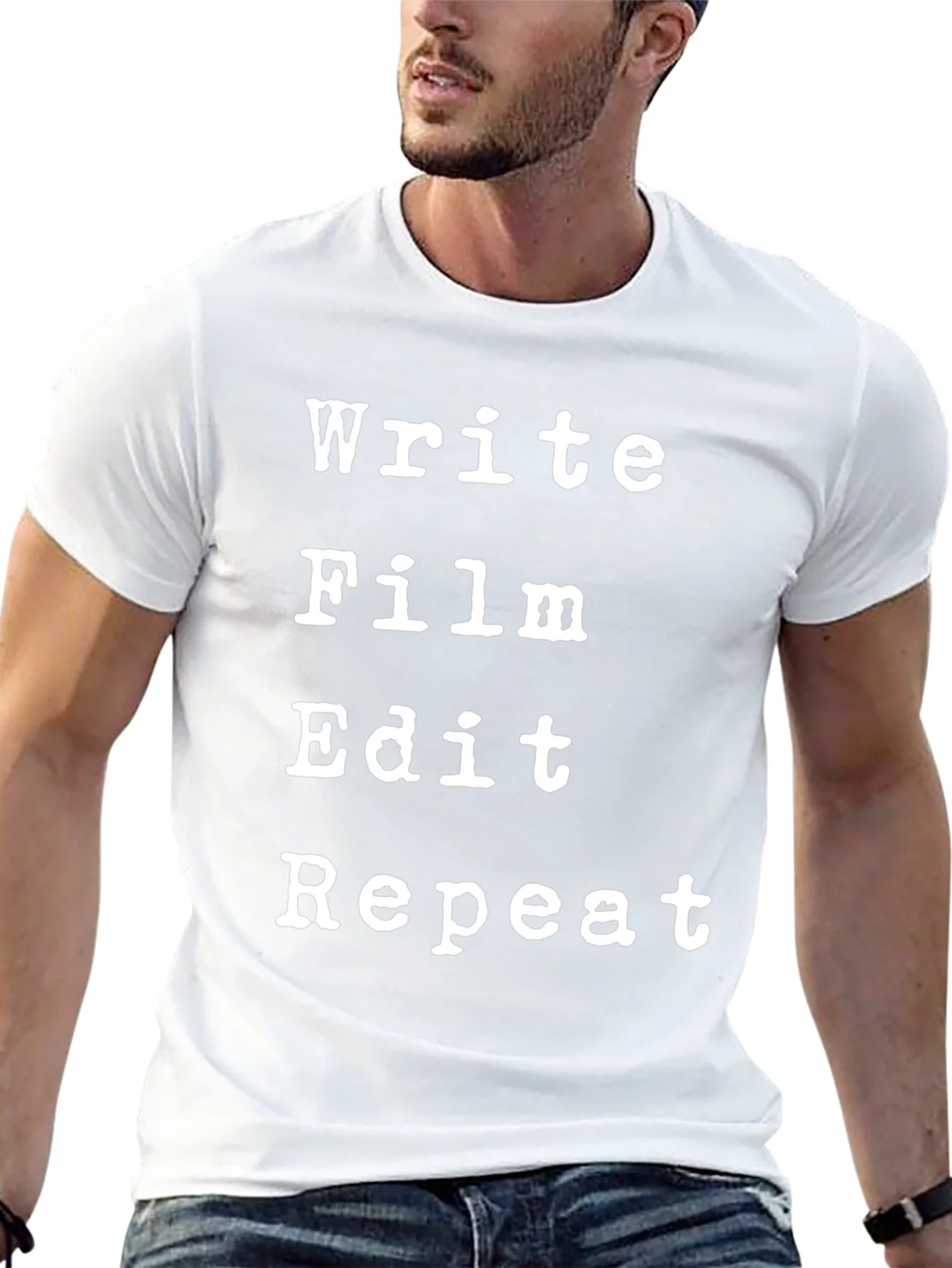 Write Film Edit Repeat Black T-Shirt