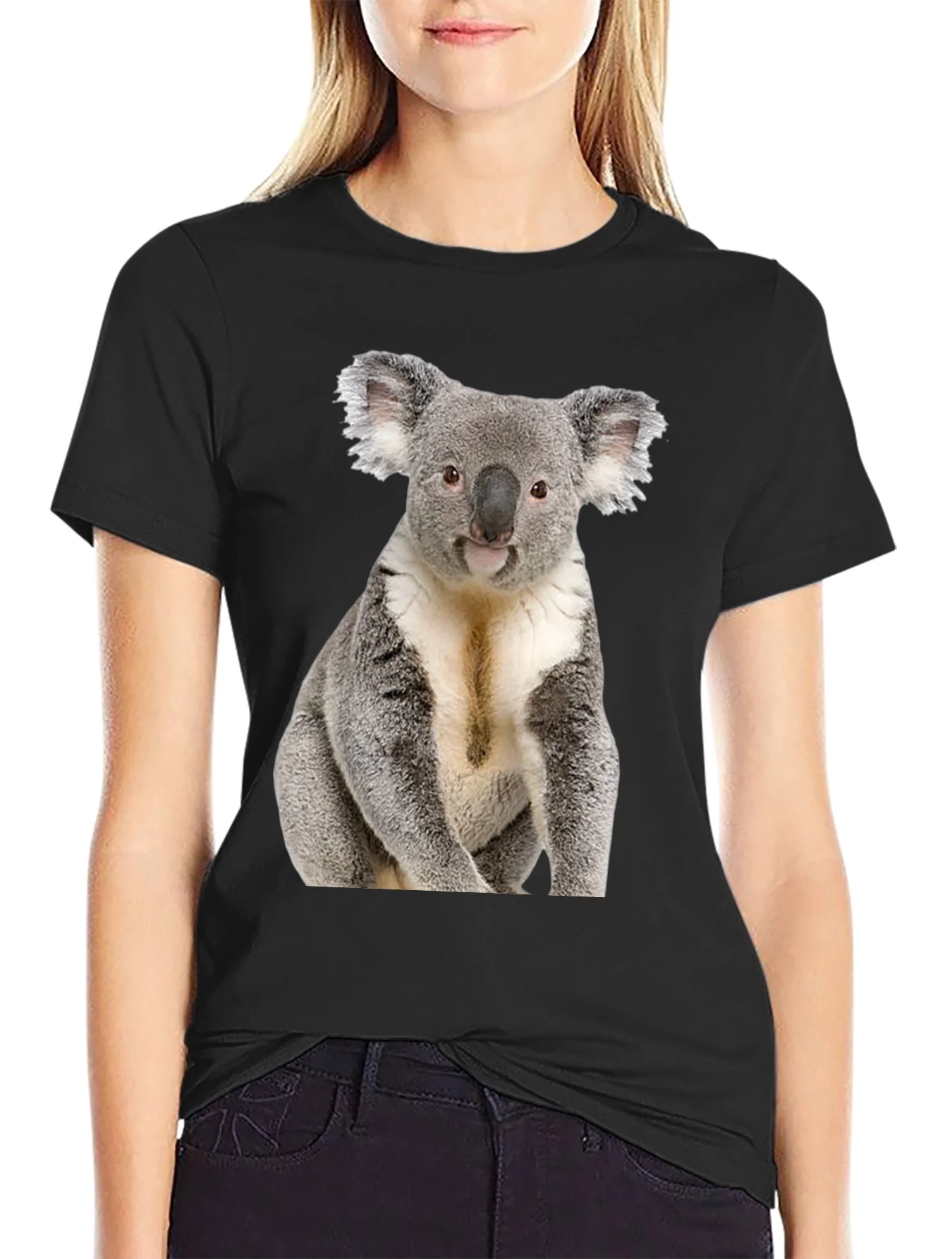 Koala Bear Graphic T-Shirt - Black Cotton Tee