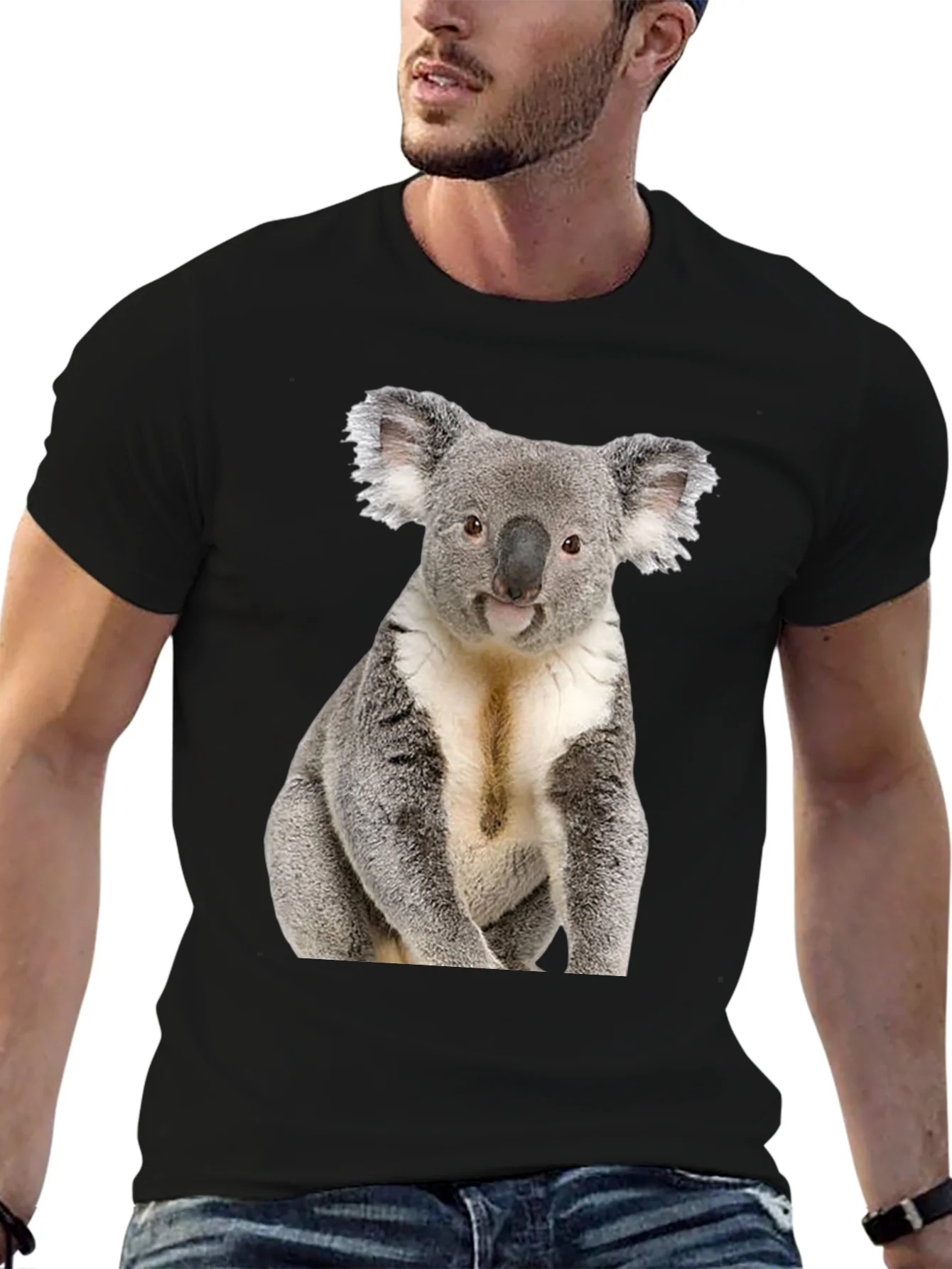 Koala Bear Graphic T-Shirt - Black Cotton Tee