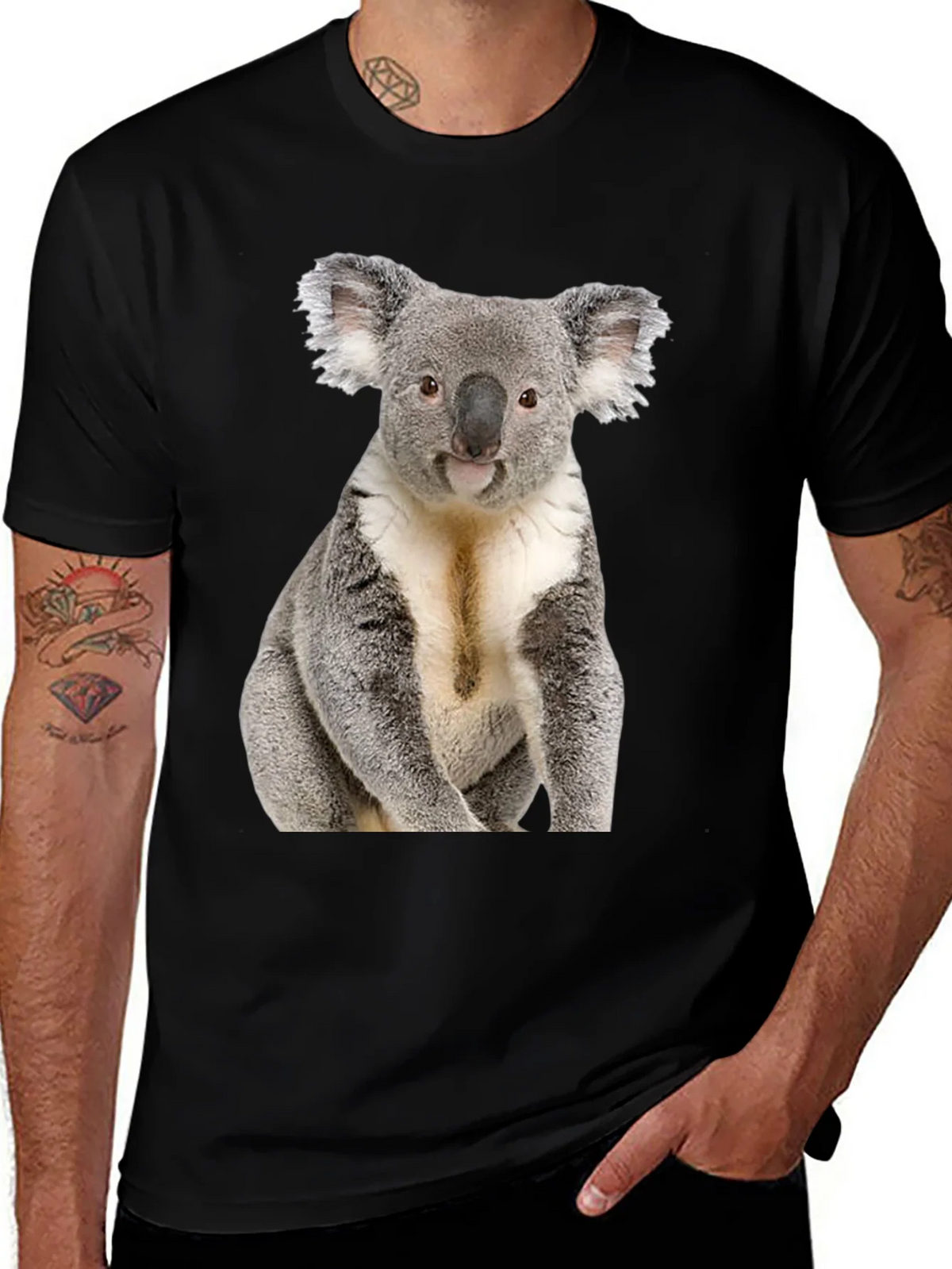 Koala Bear Graphic T-Shirt - Black Cotton Tee
