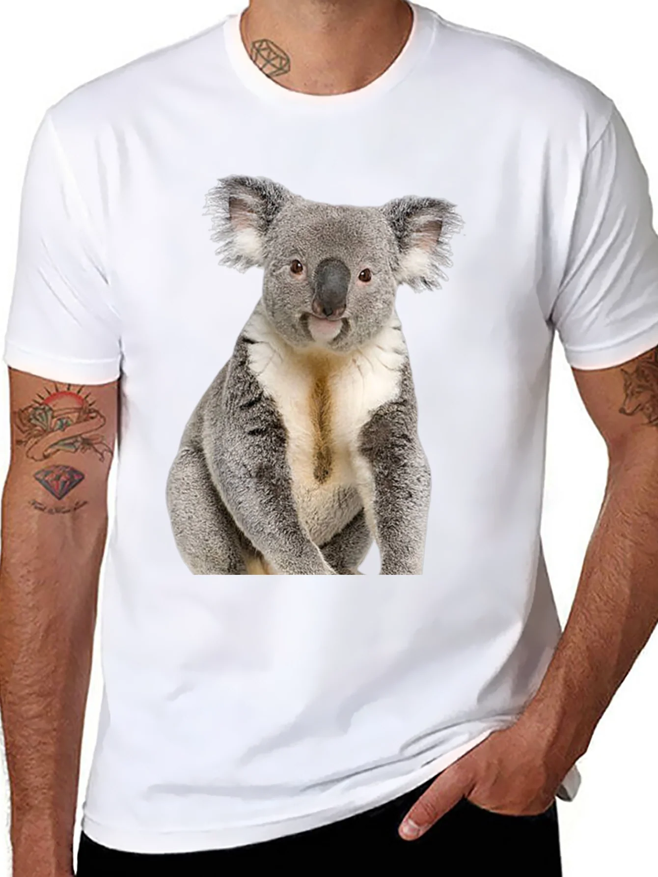Koala Bear Graphic T-Shirt - Black Cotton Tee
