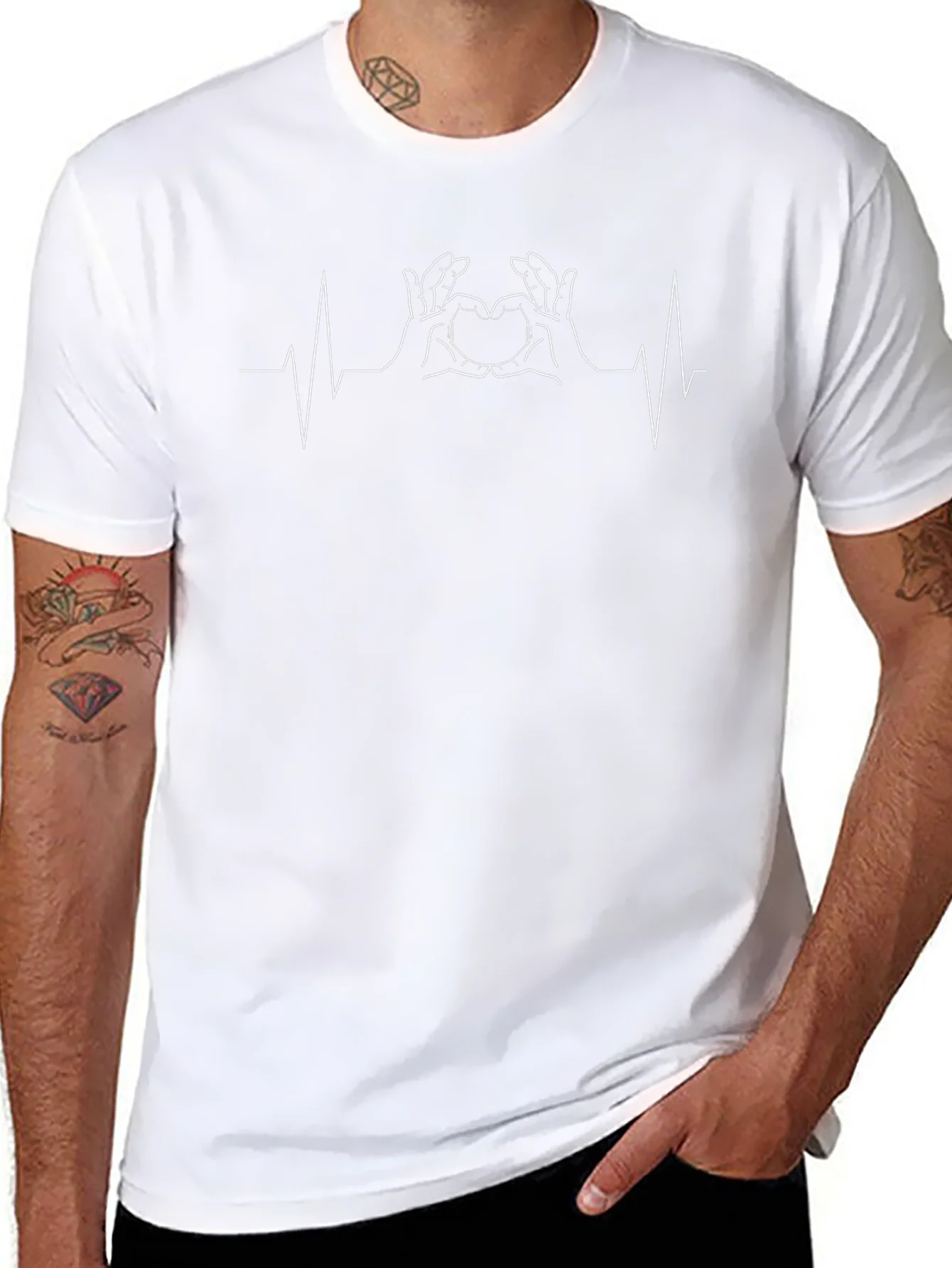 Heartbeat Hand Heart T-Shirt - Black