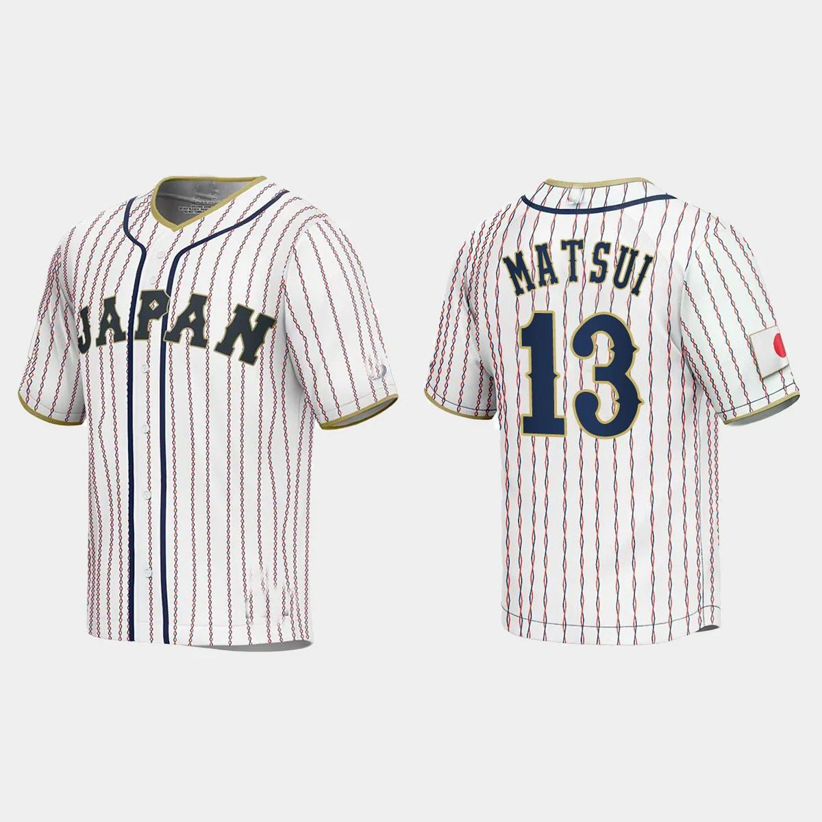 #13 YUKI MATSUI JAPAN BASEBALL 2023 WORLD BASEBALL CLASSIC JERSEY C WHITE Stitches Baseball Jerseys