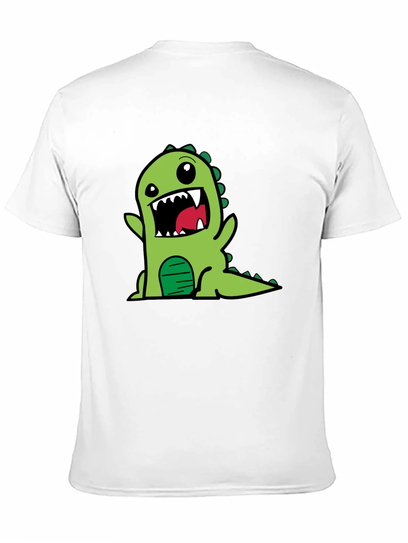 Cartoon Dino Graphic Tee - Black Cotton T-Shirt