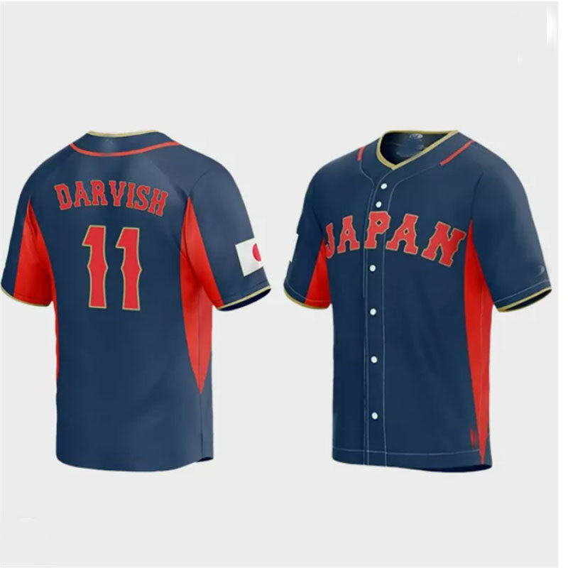 #11 Yu Darvish Japan Baseball 2023 World Baseball Classic Jersey C Navy Stitches Baseball Jerseys