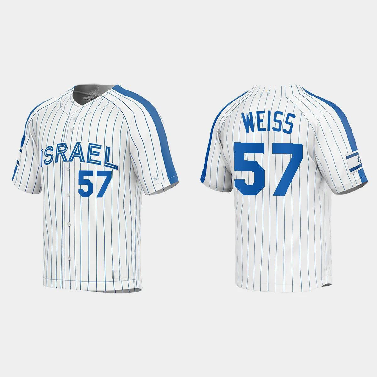 #57 ZACK WEISS ISRAEL BASEBALL 2023 WORLD BASEBALL CLASSIC JERSEY C WHITE Stitches Baseball Jerseys