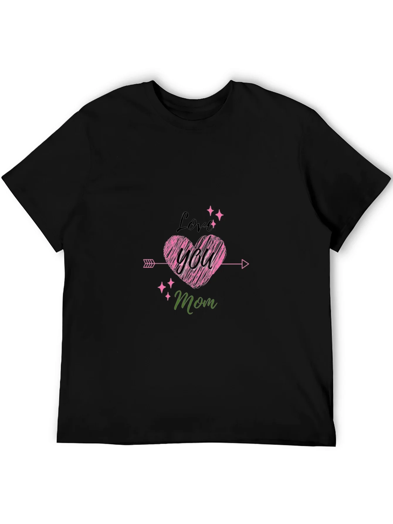 Love You Mom Black T-Shirt Cute Mothers Day Gift