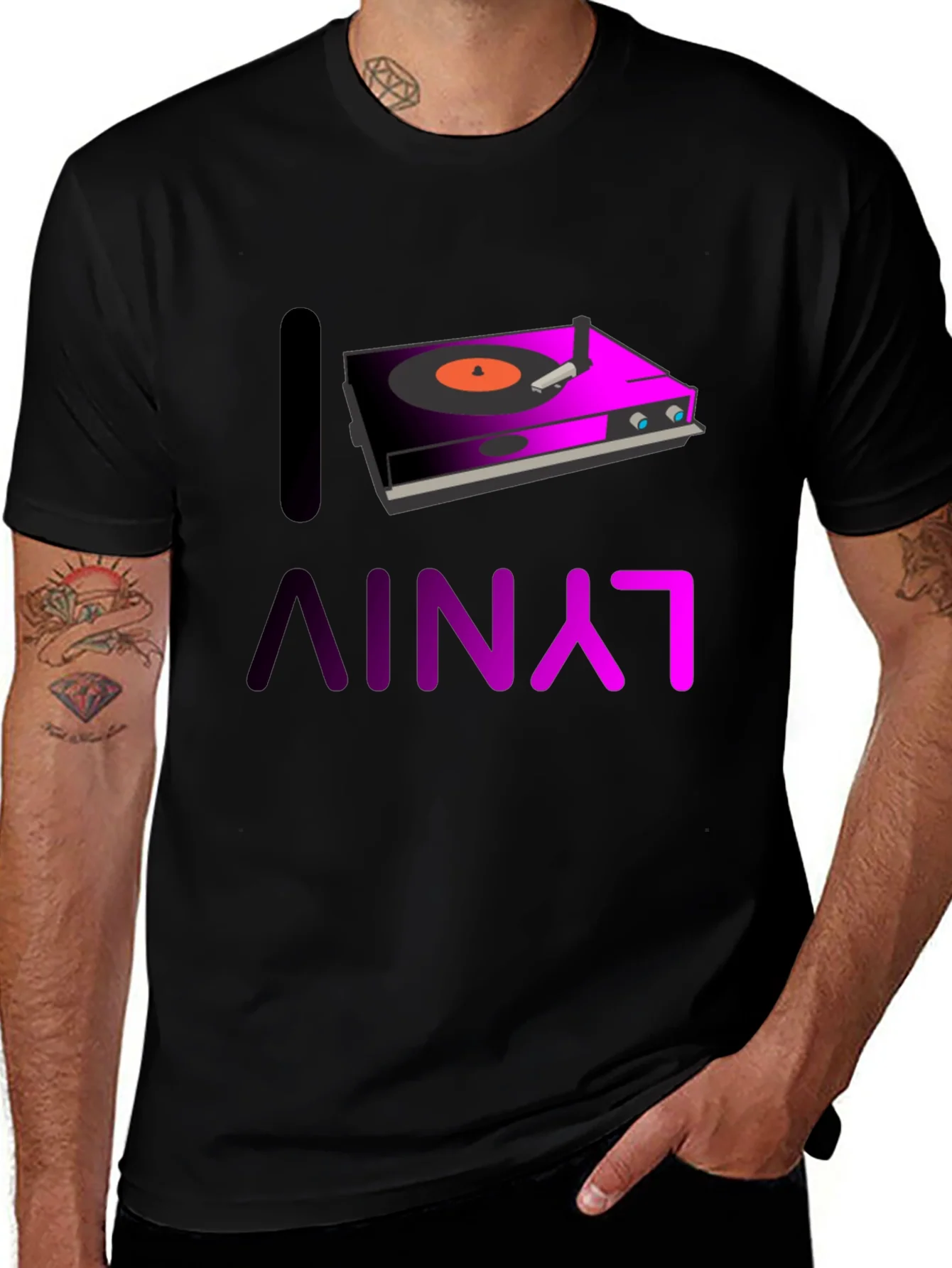 I Love Vinyl Graphic Tee - DJ Music Shirt