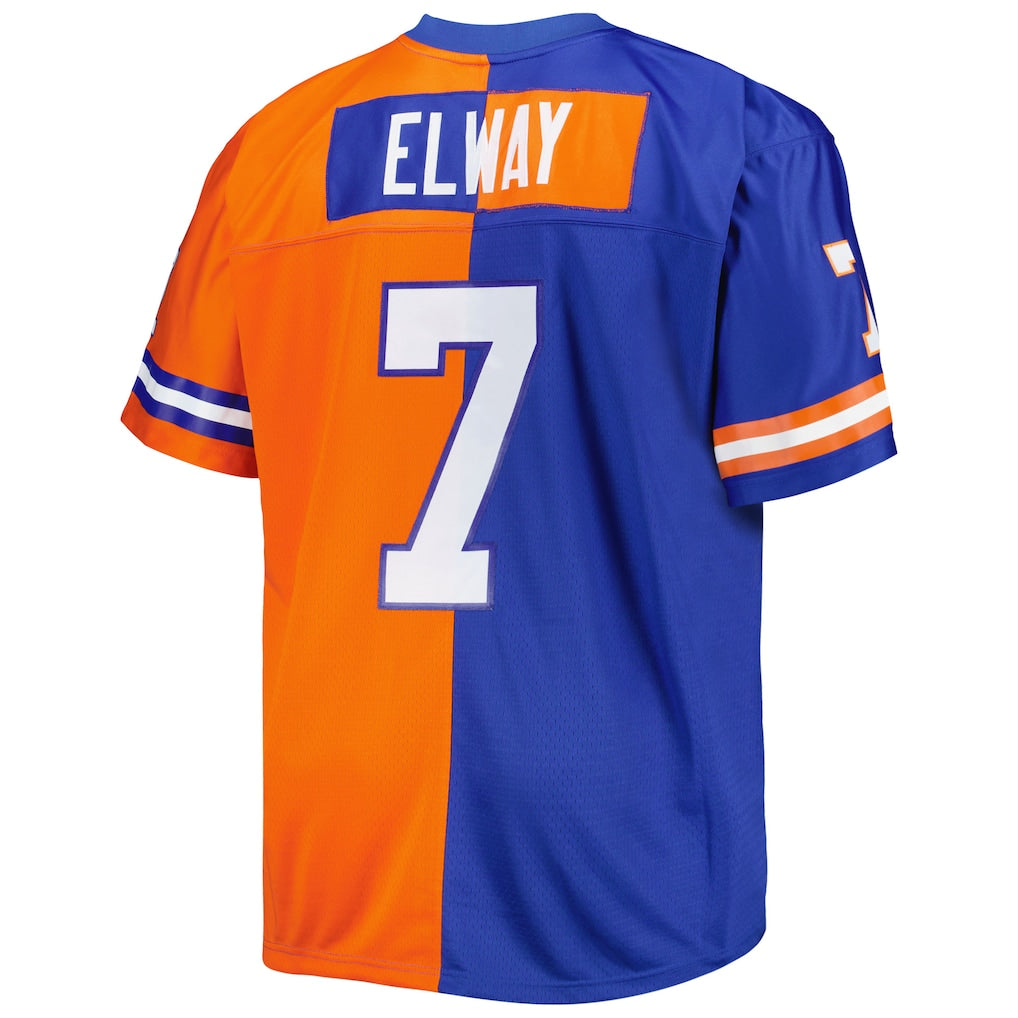 D.Broncos #7 John Elway  Royal/Orange Big & Tall Split Legacy Retired Player Replica Jersey