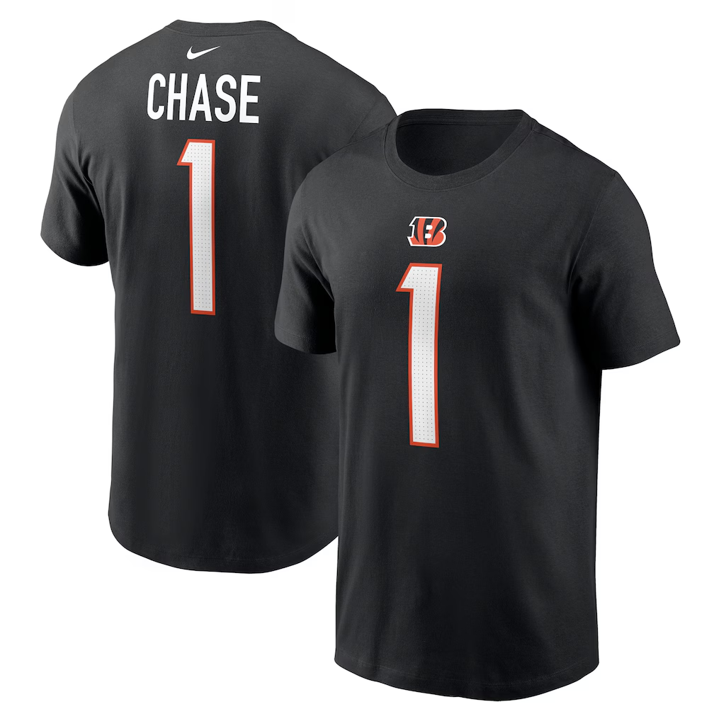 Men's Cincinnati Bengals Ja'Marr Chase  Black Player Name & Number T-Shirt