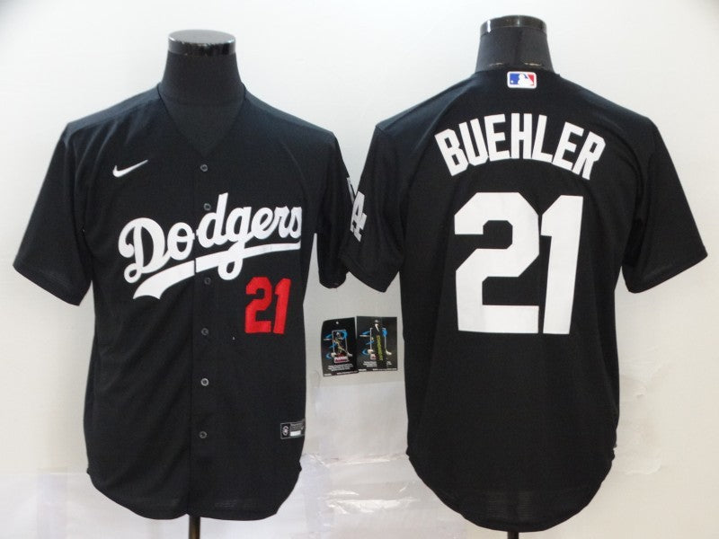 Men's Los Angeles Dodgers Walker Buehler Black Stitched Jersey