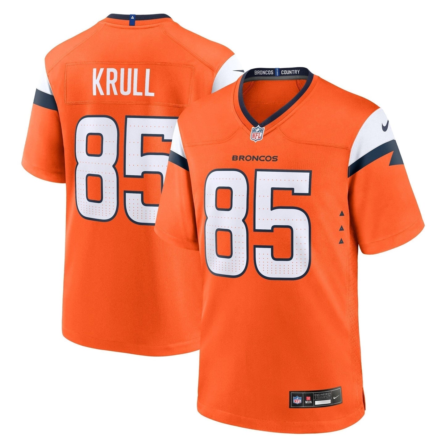Lucas Krull Denver Broncos  Team Game Jersey -  Orange