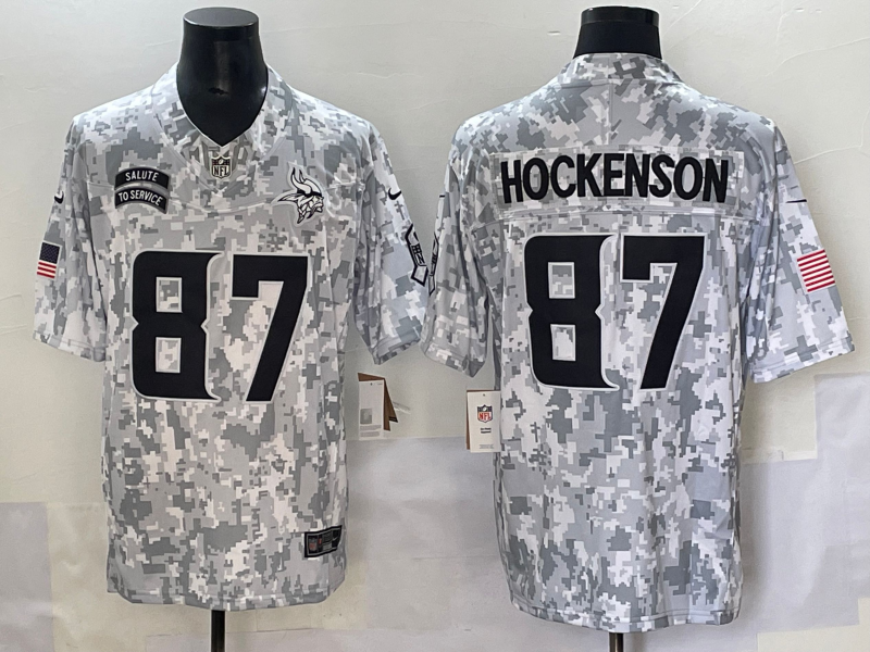 Men's Minnesota Vikings T.J. Hockenson #87 Arctic Camo 2024 Salute to Service Retired Player Limited Jersey