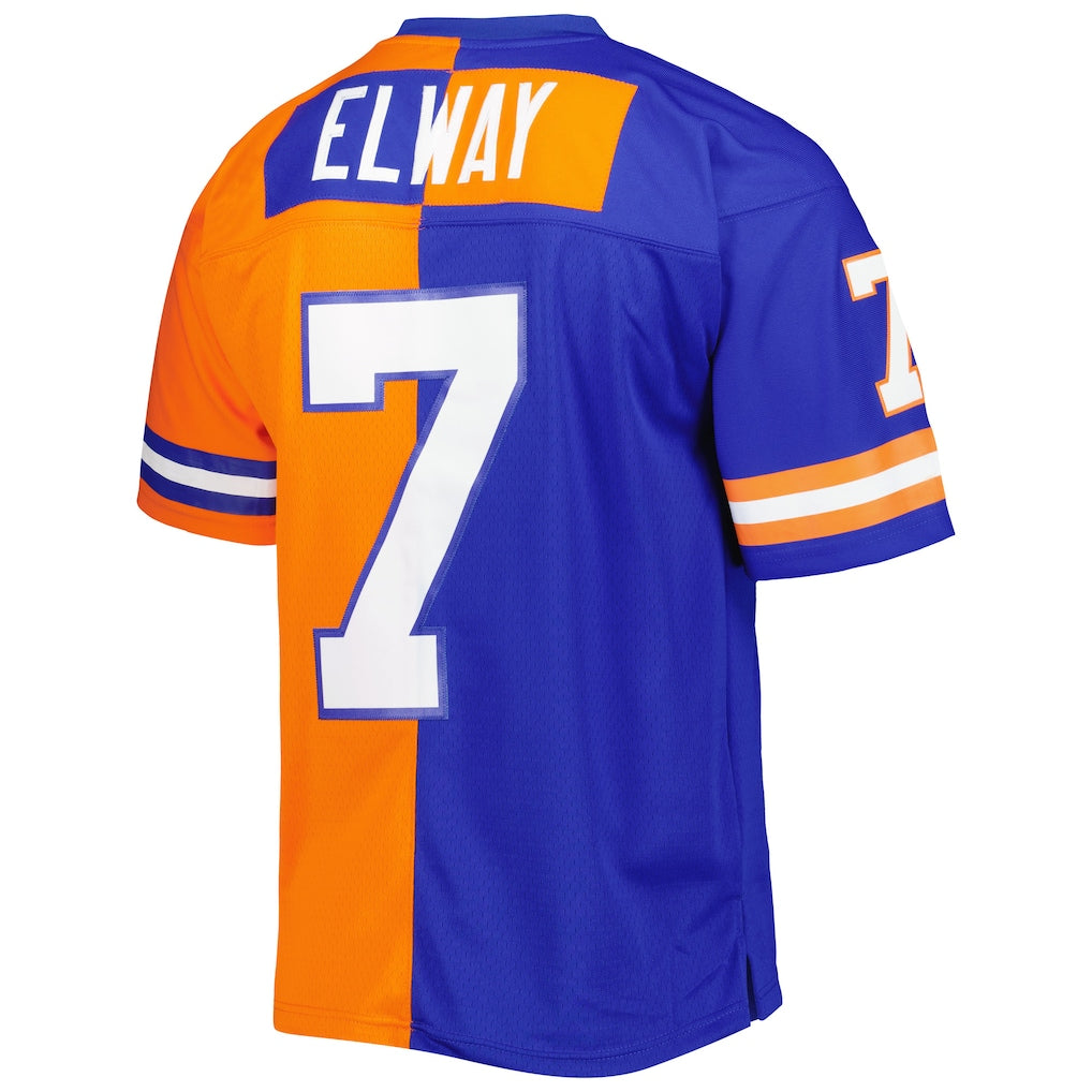 D.Broncos #7 John Elway  Royal/Orange 1990 Split Legacy Replica Jersey