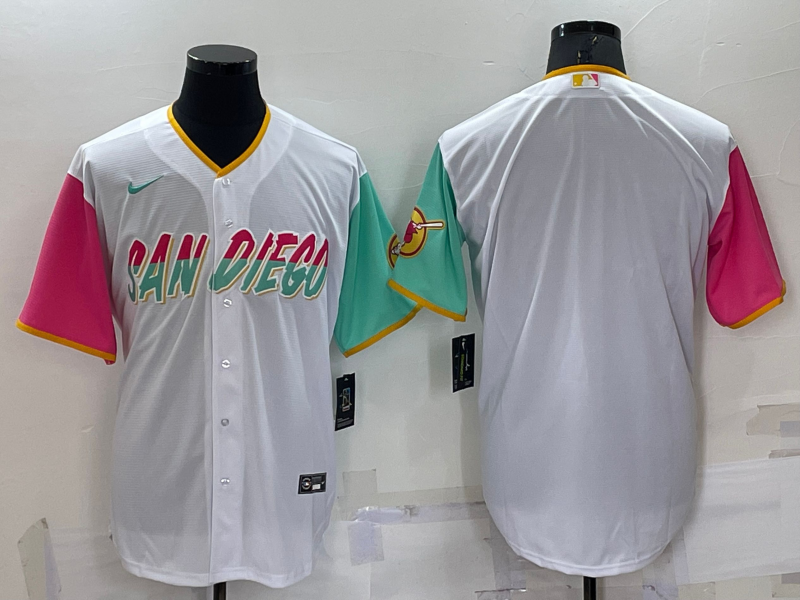 Men's San Diego Padres White City Connect Replica Blank Jersey1