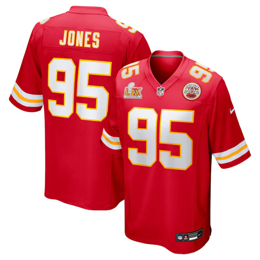 Men's Kansas City Chiefs Chris Jones  Red Super Bowl LIX Game Jersey