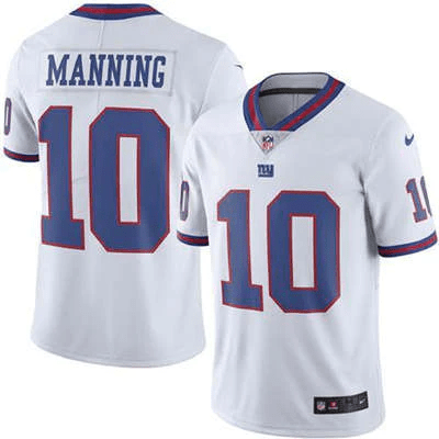 Eli Manning White Men's New York Giants Stitched  Limited Rush Jersey
