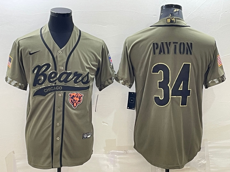 Men's Chicago Bears Walter Payton Olive 2022 Salute To Service Limited Jersey Joint Edition