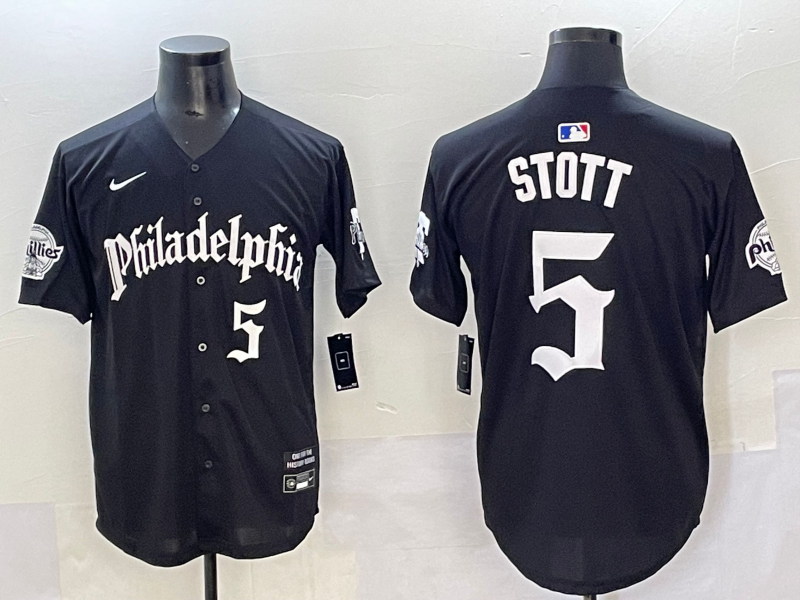 Men's Philadelphia Phillies Bryson Stott #5 Black Limited Player Jersey