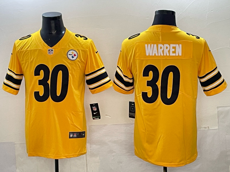 Men's Pittsburgh Steelers Jaylen Warren #30 Yellow Game Player Jersey