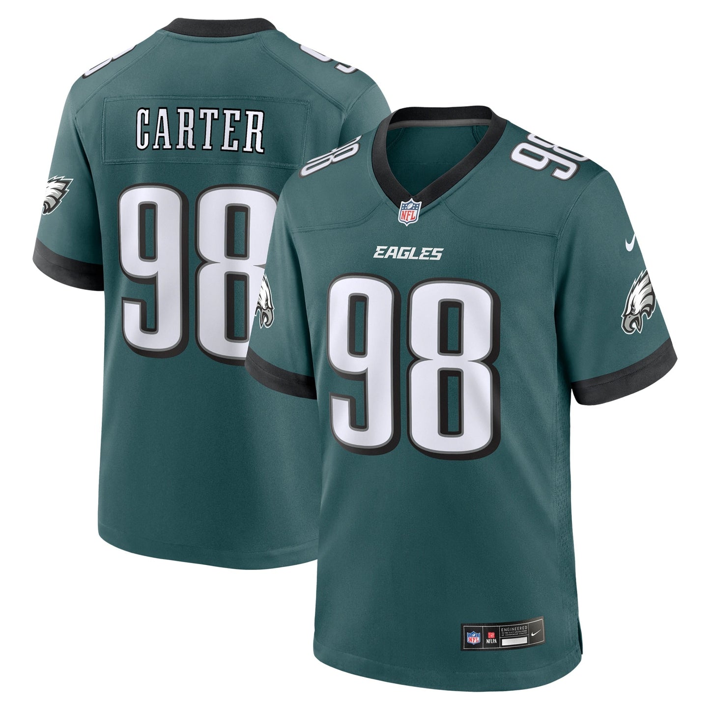 Jalen Carter Philadelphia Eagles  Team Game Jersey - Midnight Green