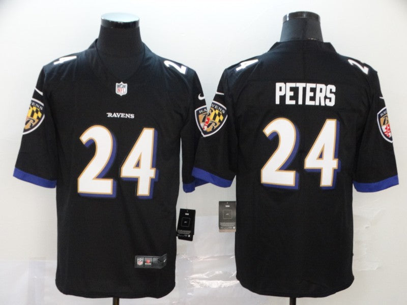 Men's Baltimore Ravens Marcus Peters Black Game Jersey