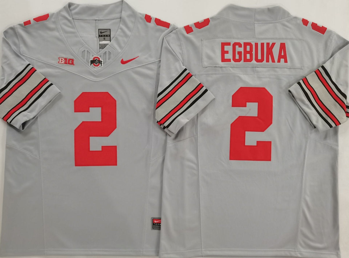 Men's Ohio State Buckeyes Emeka Egbuka #2 Gray Player Jersey