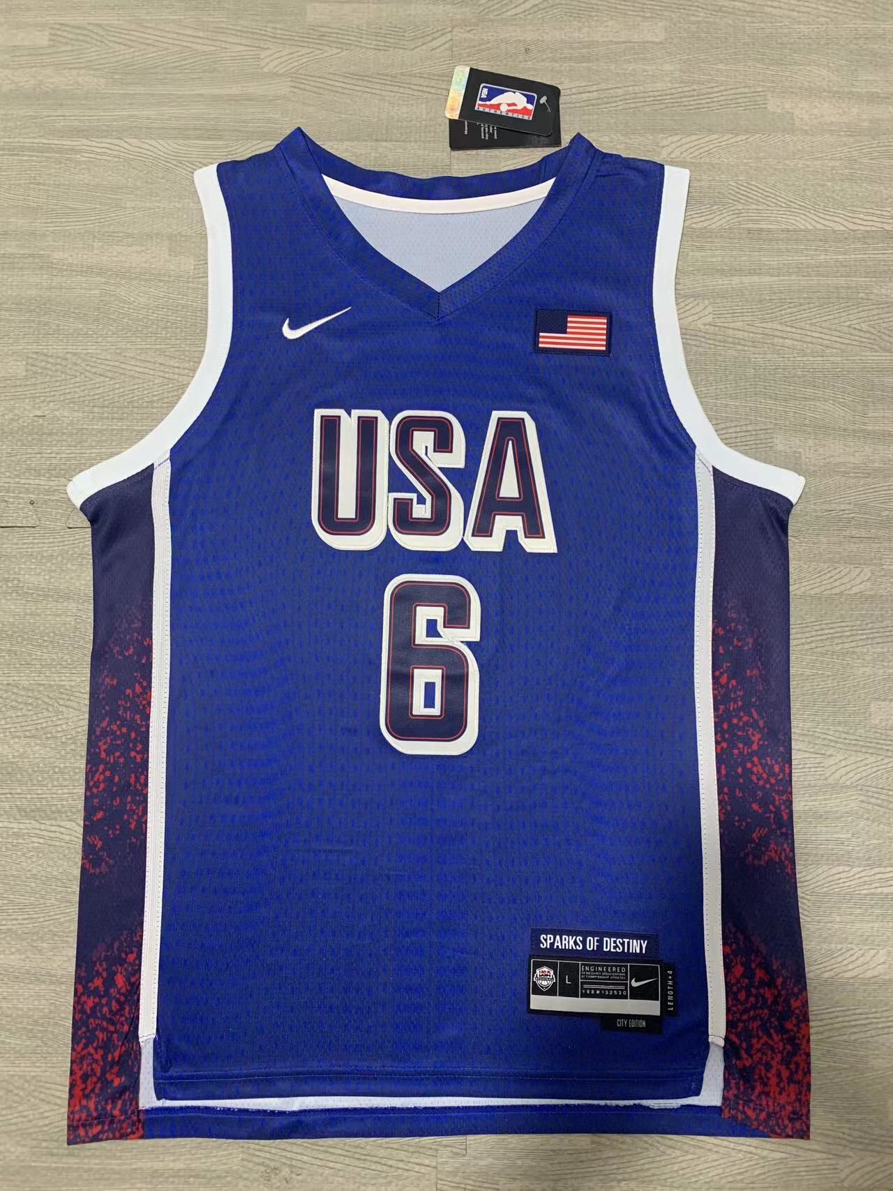 Team USA #6 Dark Blue Olympic Jersey