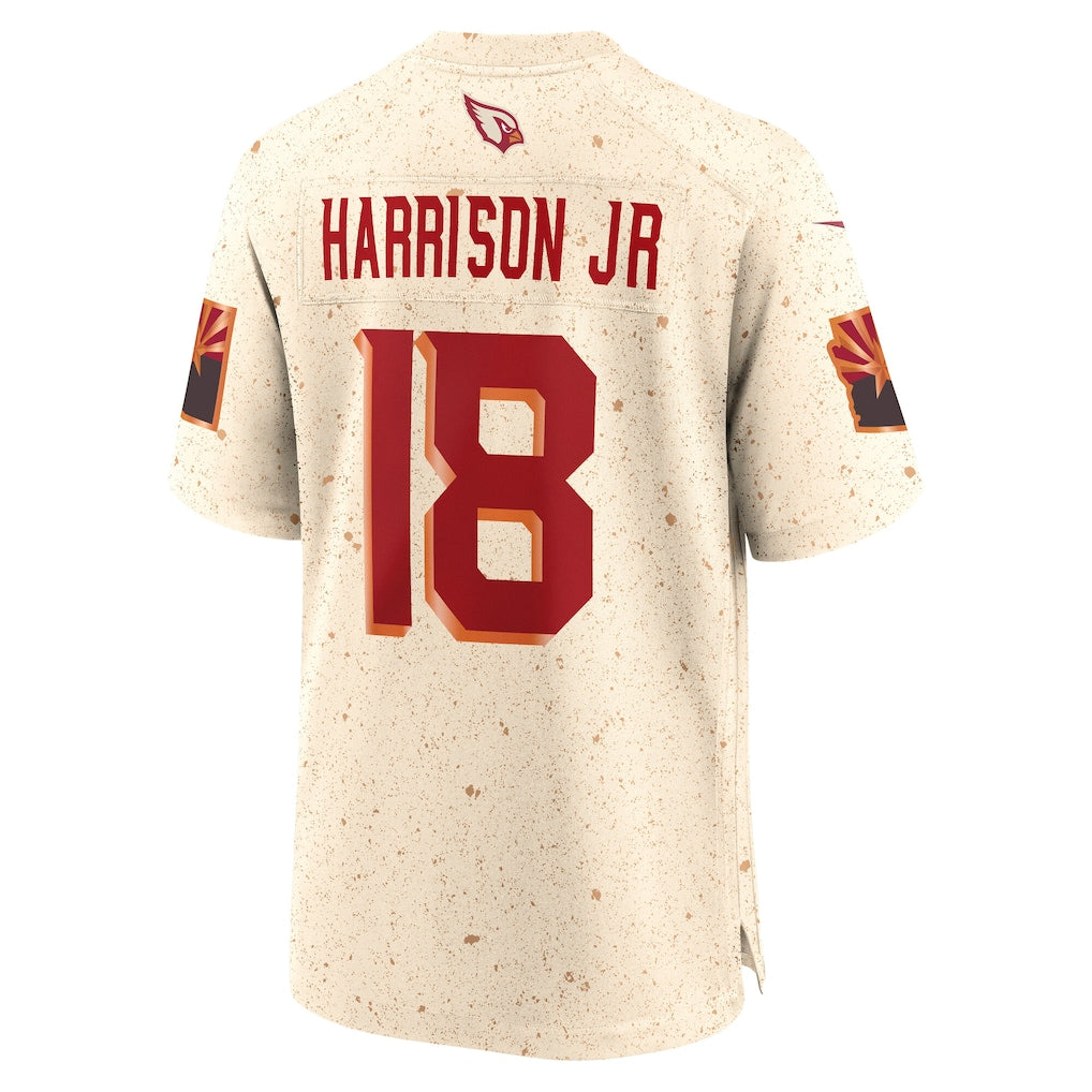 A.Cardinals #18 Marvin Harrison Jr. Natural 2025 Rivalries Collection Game Jersey