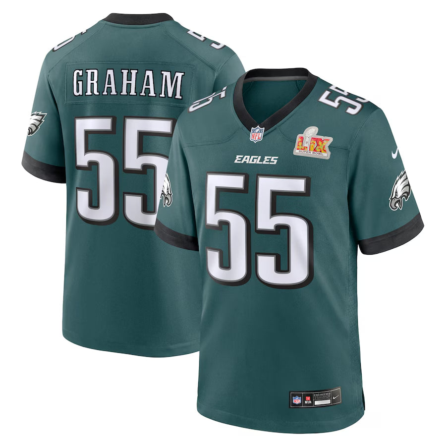 Men's Philadelphia Eagles Brandon Graham  Midnight Green Super Bowl LIX Game Jersey
