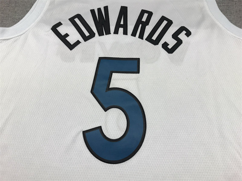 Timberwolves #5 White Jersey