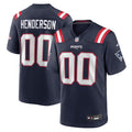New England Patriots TreVeyon Henderson  Navy 2025 NFL Draft Game Jersey