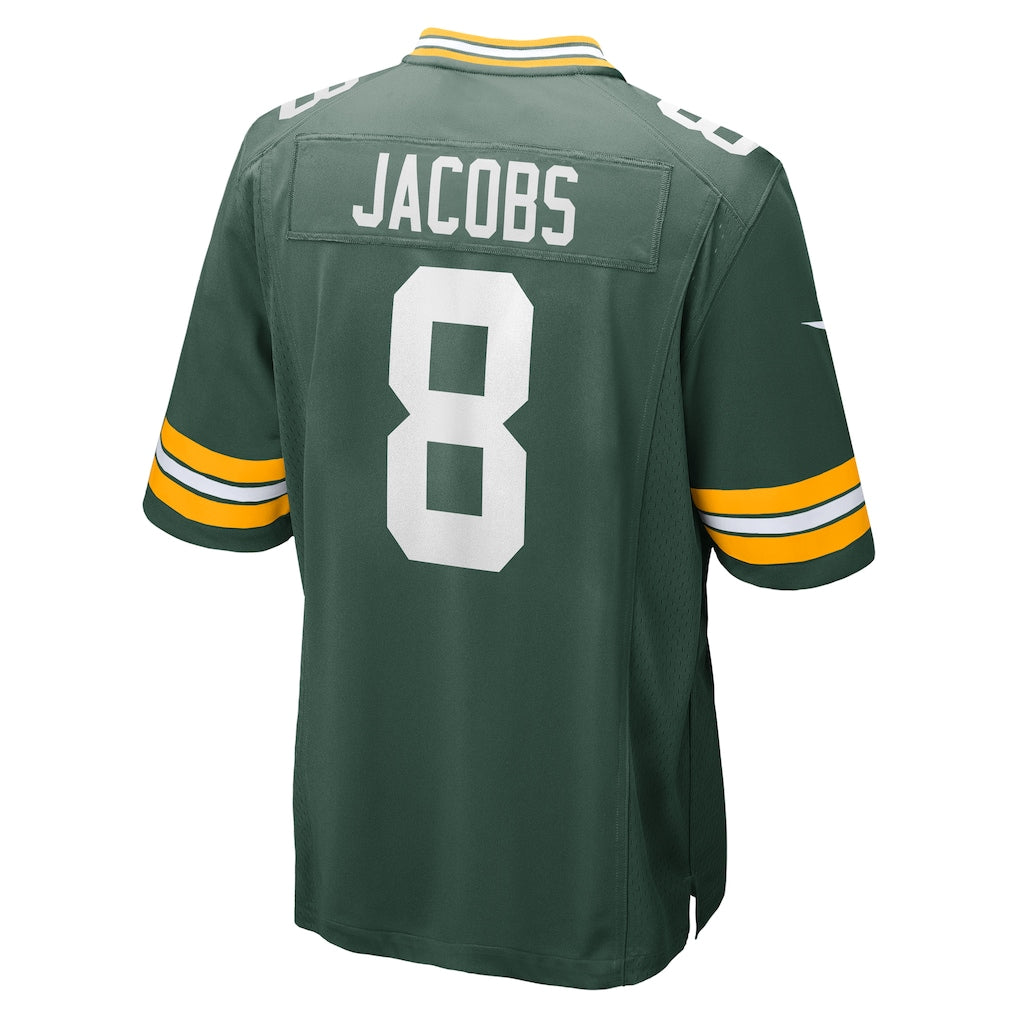GB. Packers #8 Josh Jacobs Green Team Game Jersey