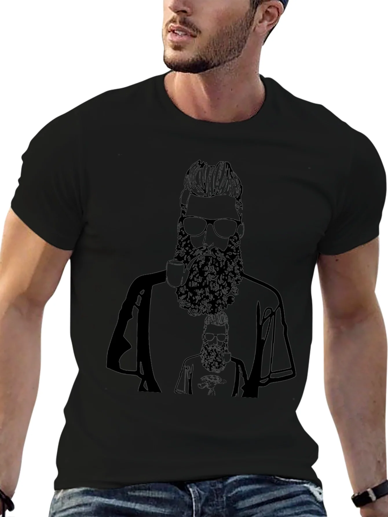 Bearded Man Graphic Tee - Black