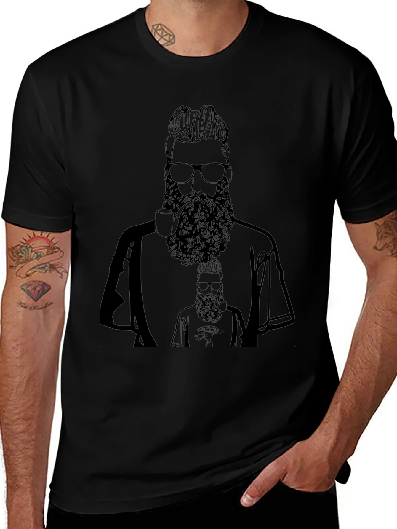 Bearded Man Graphic Tee - Black