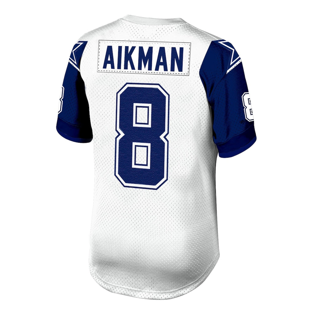 D.Cowboys #8 Troy Aikman 1994  White Authentic Throwback Retired Player Jersey