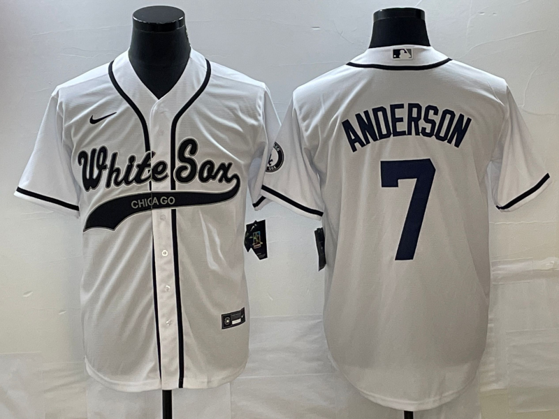 Men's Chicago White Sox Tim Anderson White Replica Player Jersey Joint Edition