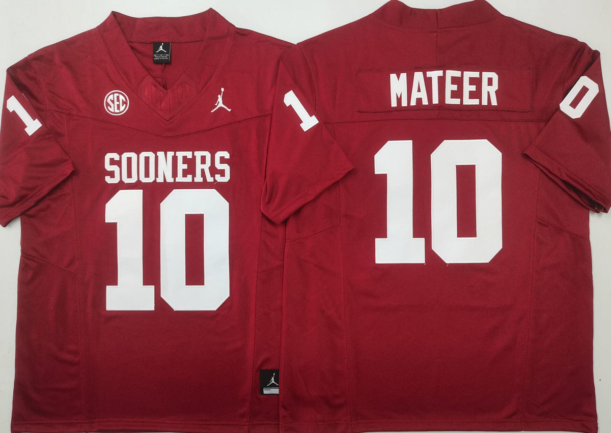 Men's Oklahoma Sooners John Mateer #10 Burgundy Player Jersey