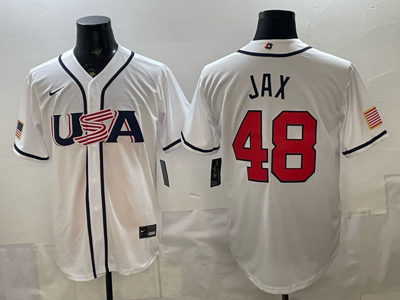 Men's USA Baseball Griffin Jax #48 White 2026 World Baseball Classic Stadium Jersey