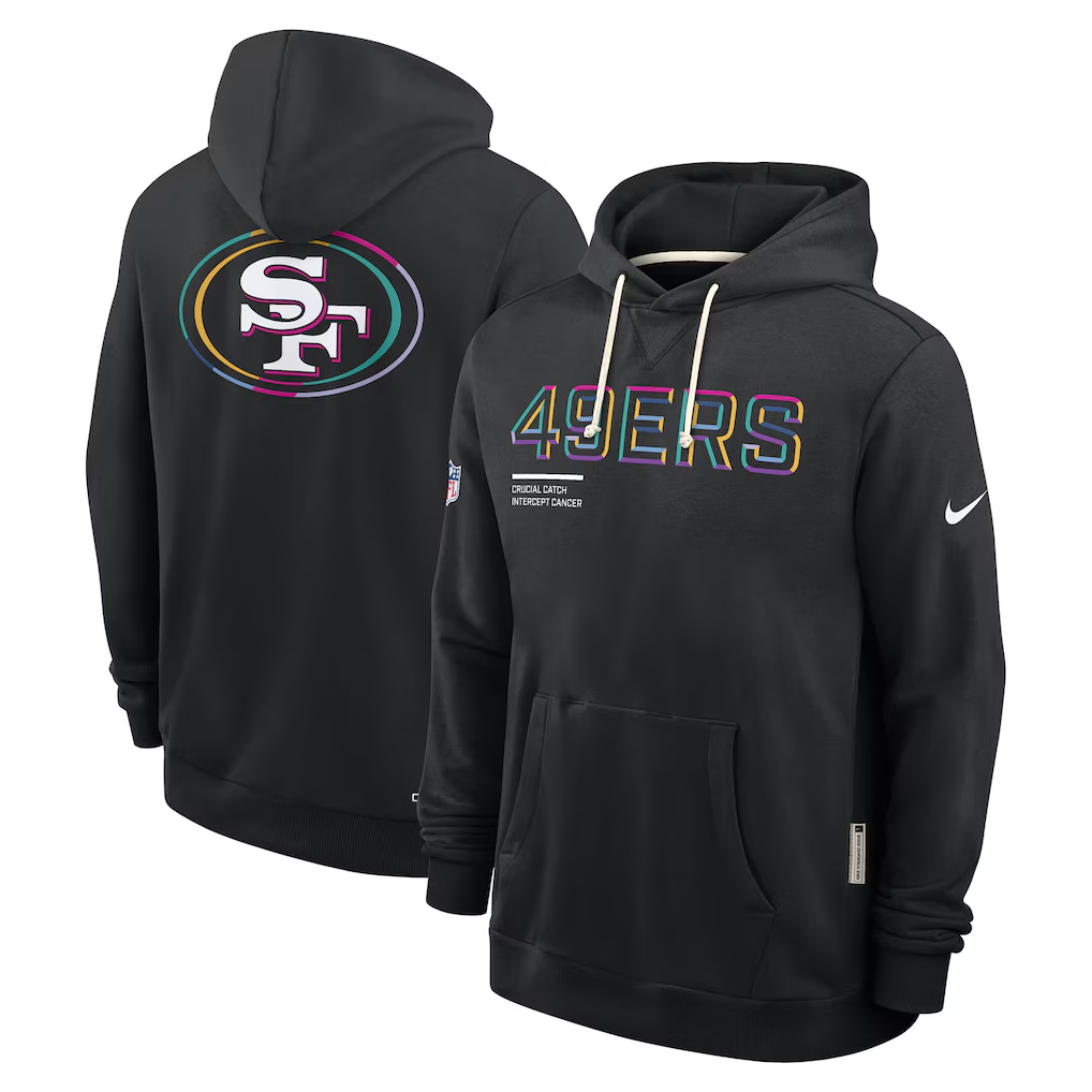 Men's San Francisco 49ers  Black 2025 NFL Crucial Catch Sideline Standard Issue Dri-FIT Hoodie