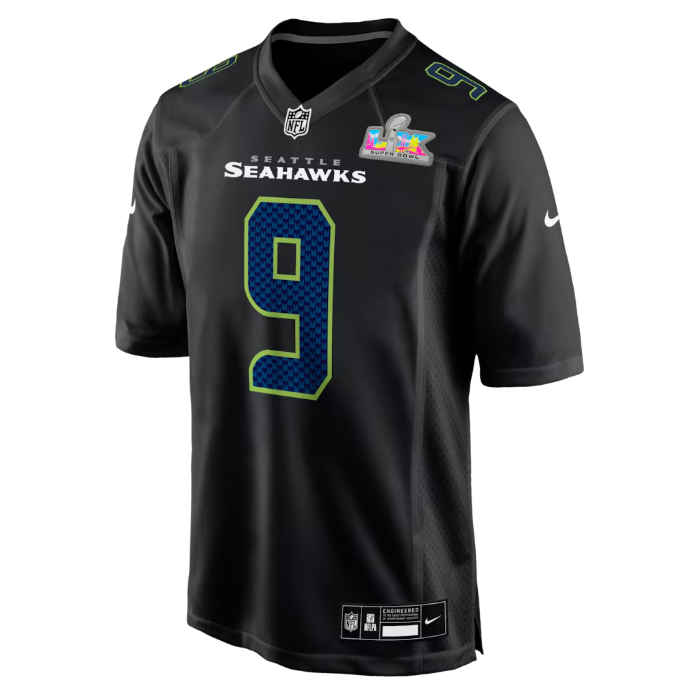 Men's Seattle Seahawks Kenneth Walker III  Black Super Bowl LX Patch Carbon Fashion Game Jersey