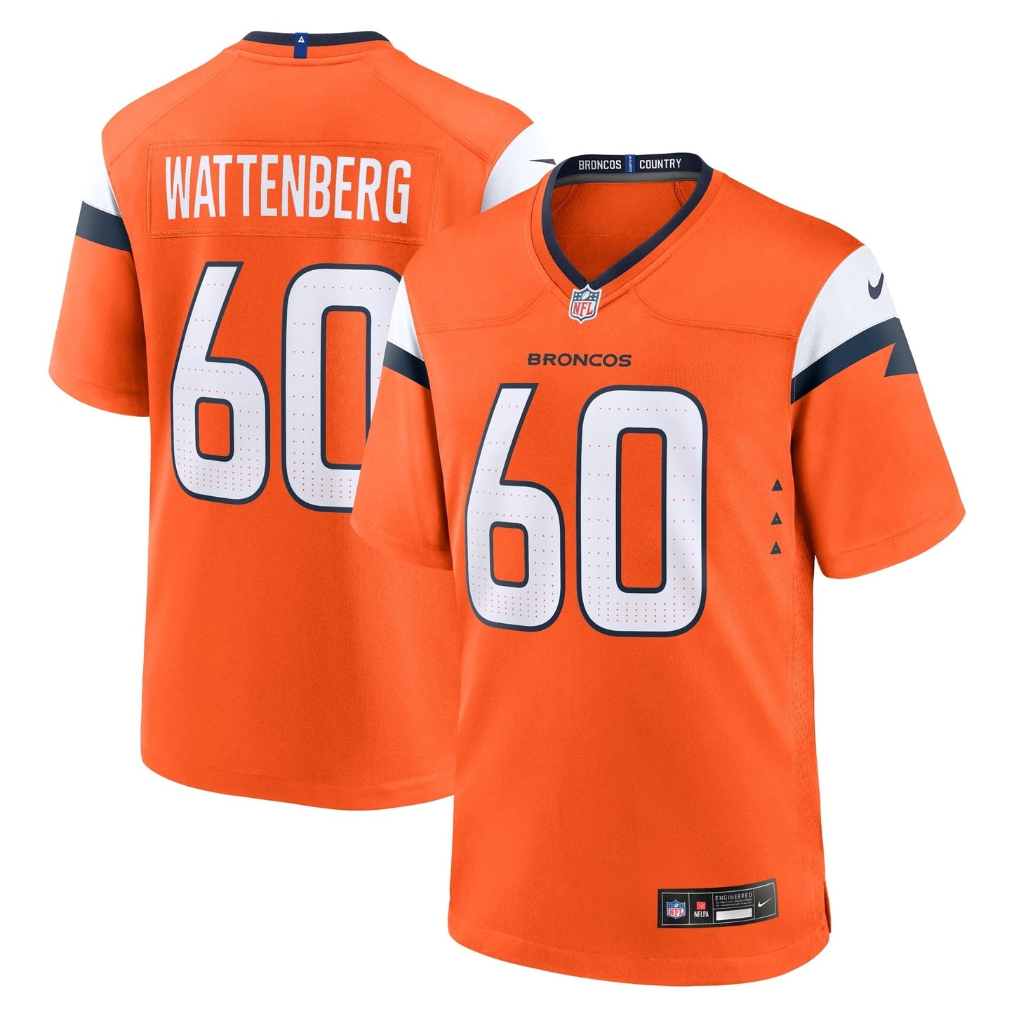 Luke Wattenberg Denver Broncos  Team Game Jersey -  Orange