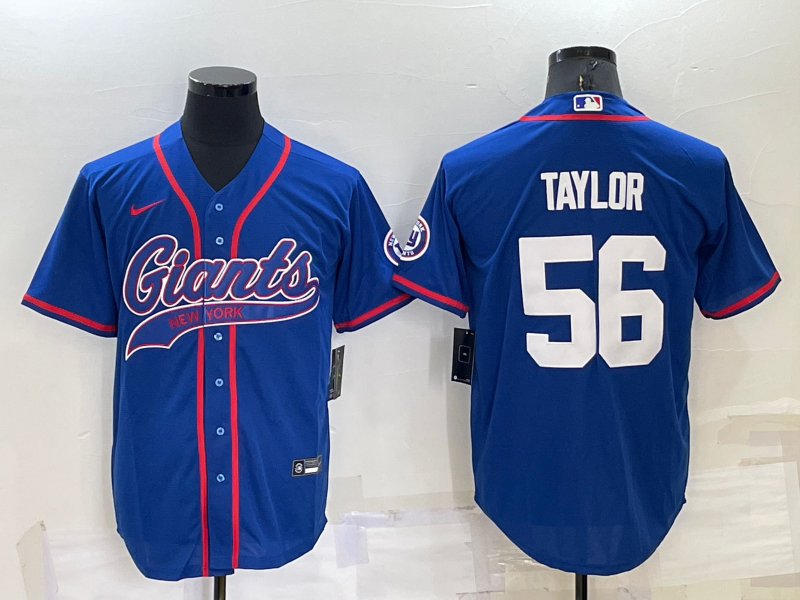 Men's New York Giants Lawrence Taylor Blue Game Jersey Joint Edition