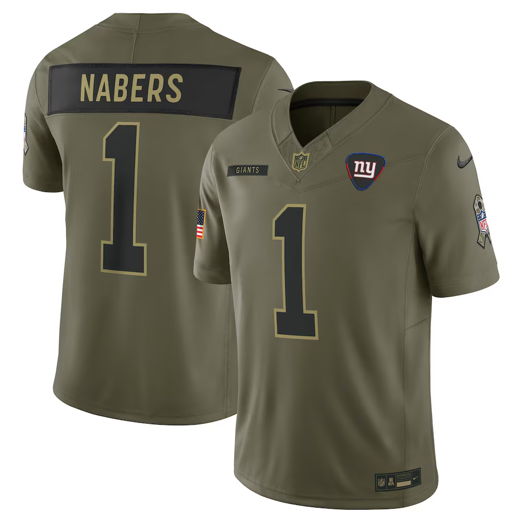 Men's New York Giants Malik Nabers  Olive 2025 Salute to Service Limited Jersey