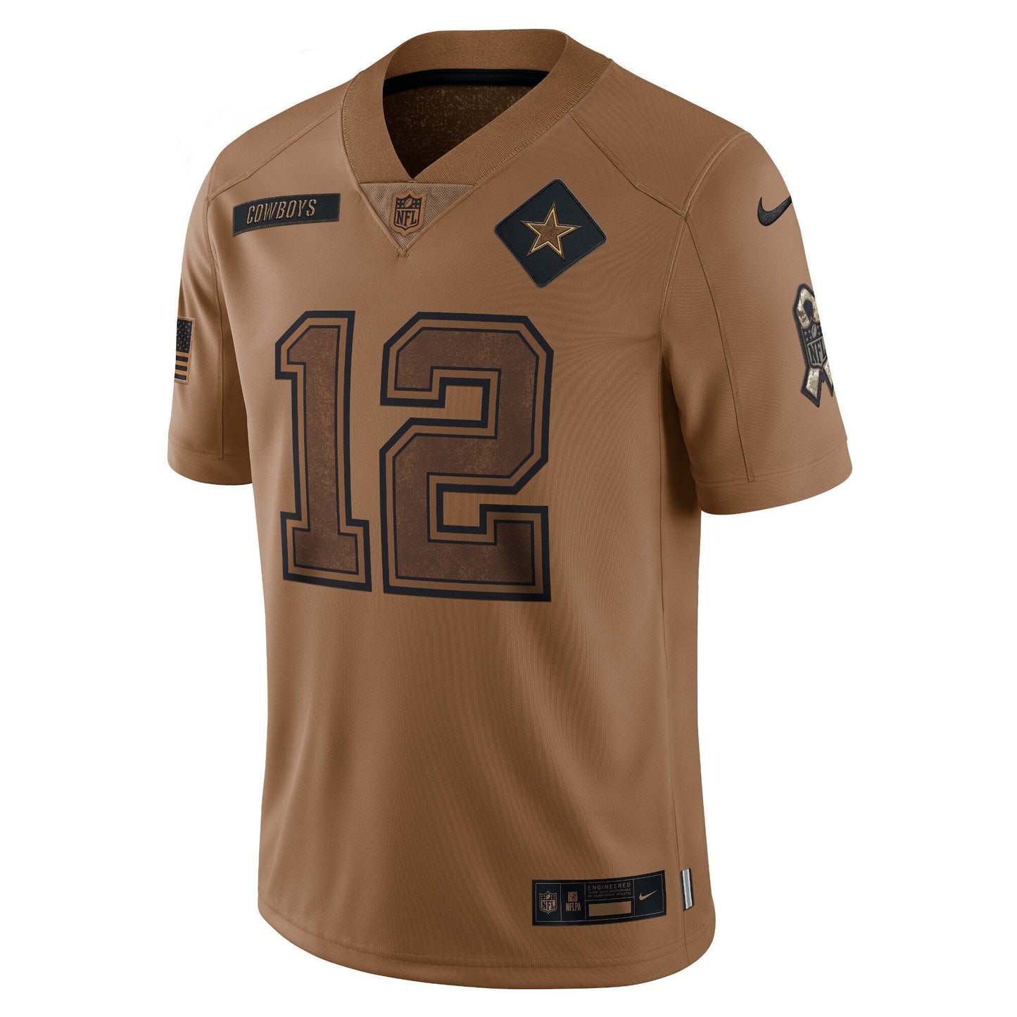 Roger Staubach Dallas Cowboys  Salute To Service Retired   Limited Jersey - Brown