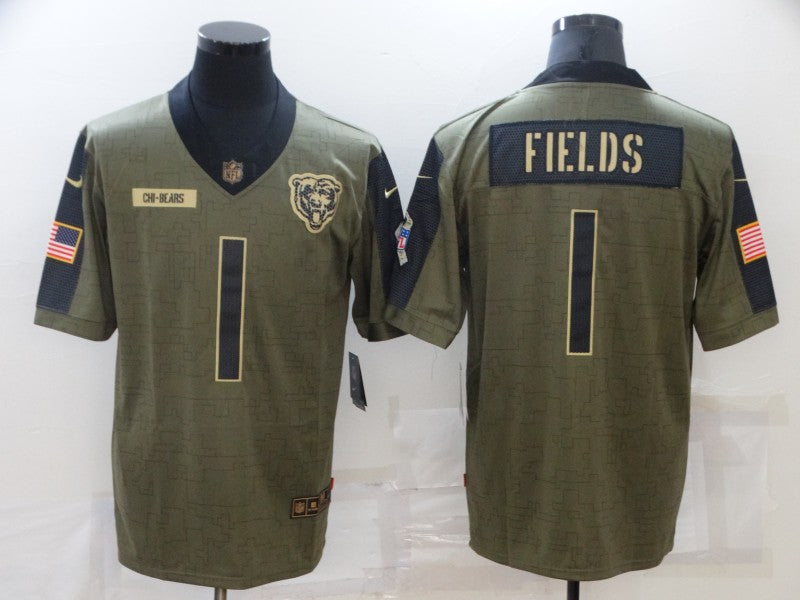 Men's Chicago Bears Justin Fields Brown Game Jersey