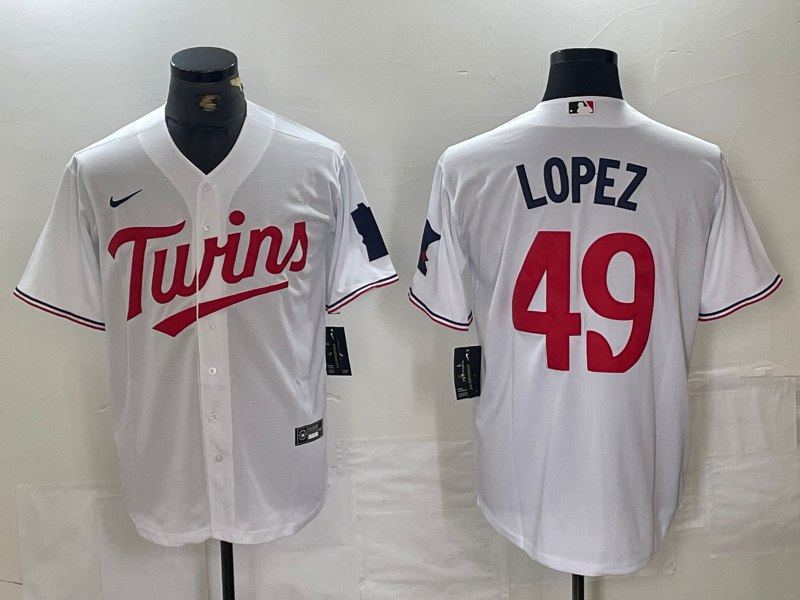 Men's Minnesota Twins Pablo Lopez White Home Replica Player Jersey