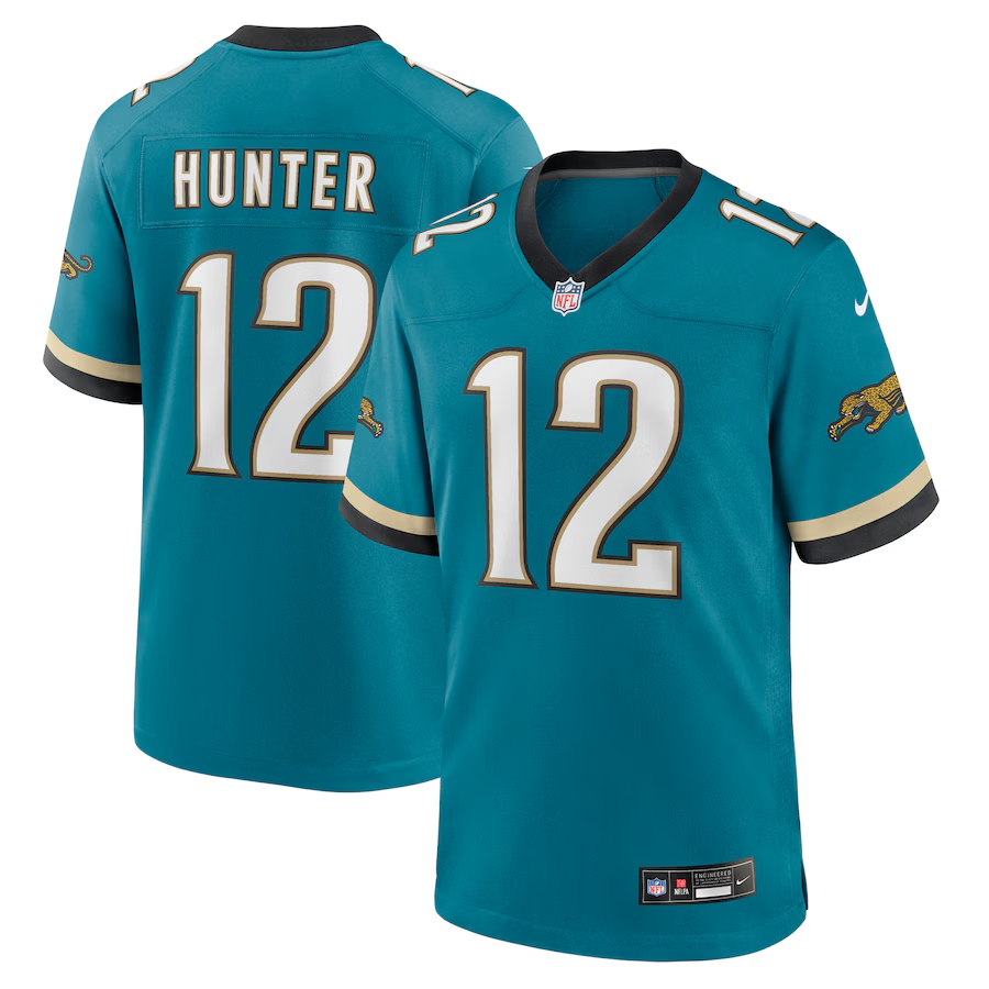 Men's Jacksonville Jaguars Travis Hunter  Teal 2025 NFL Draft First Round Pick 2nd Alternate Game Jersey