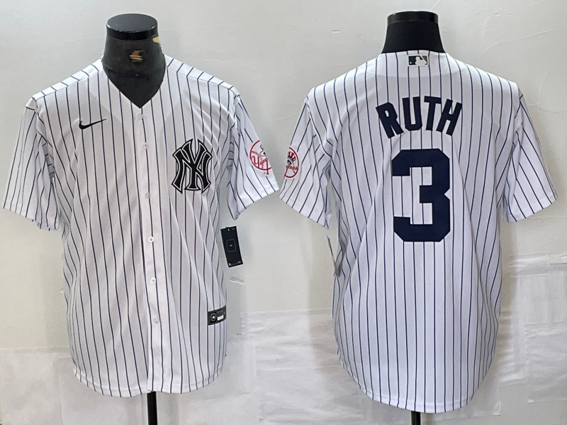 Men's New York Yankees1 Babe Ruth #3 White Limited Player Jersey