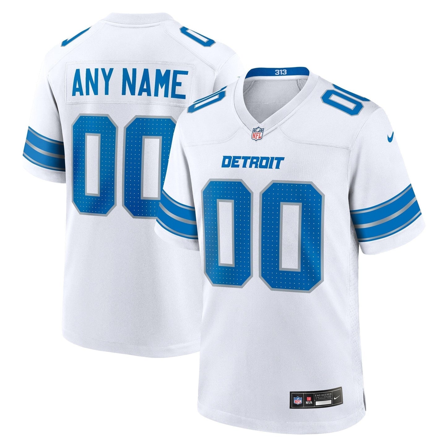 Detroit Lions  Custom Game Jersey - White
